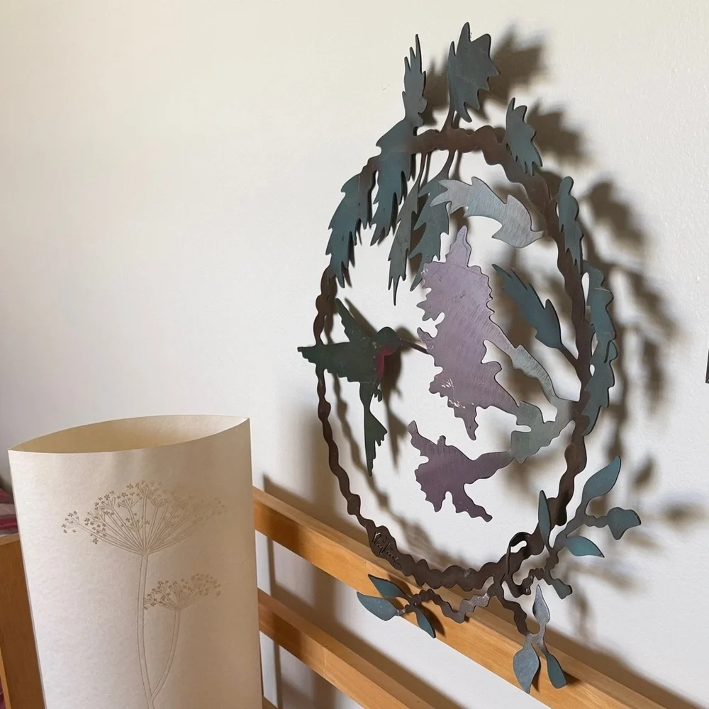 Artistic Hummingbird Metal Wall Decor - Multicolor